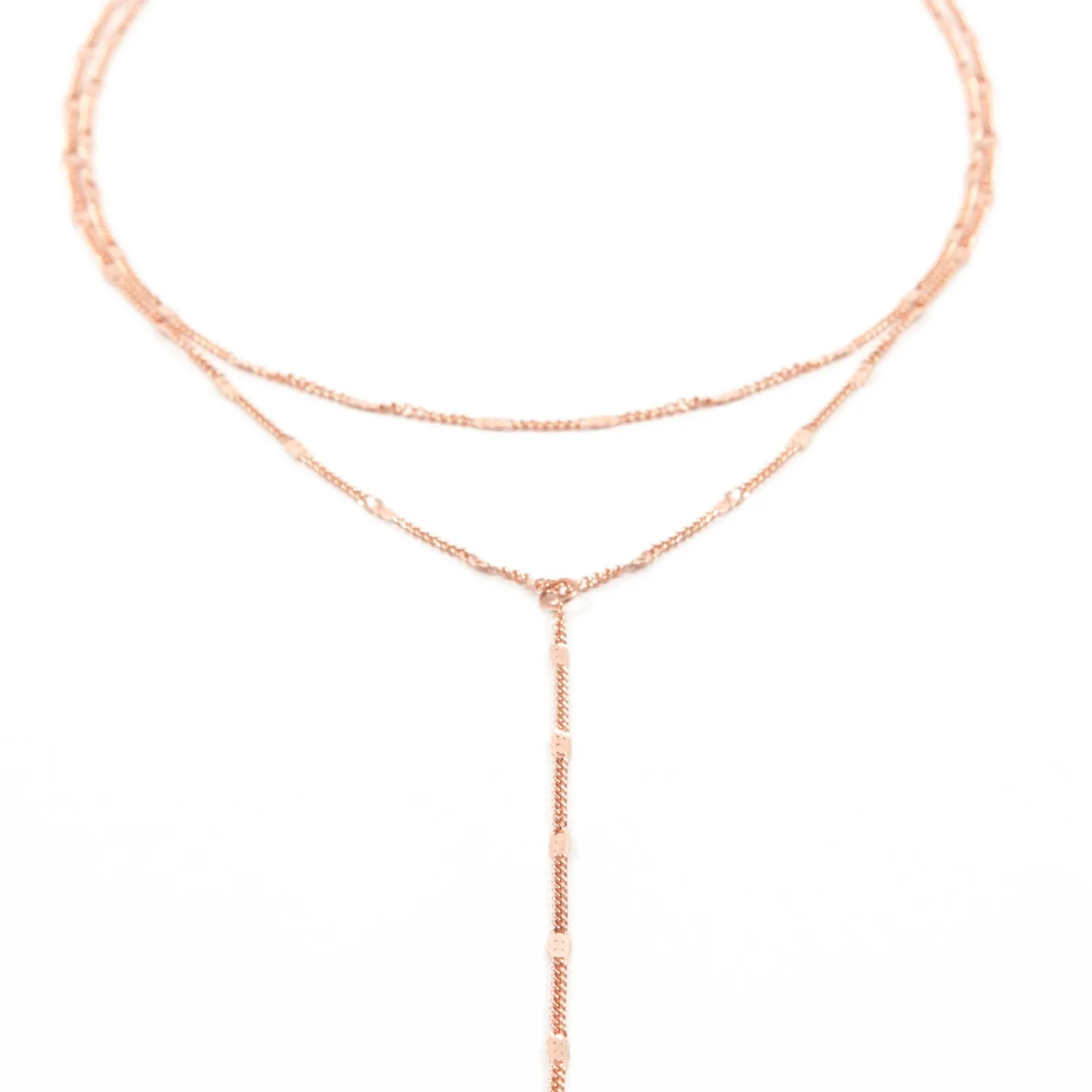 Lariat Necklaces | Filigrane Ketten | Hey Happiness Doppelreihige Y Kette in Rosegold Rose Gold