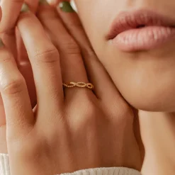 Schlichte Ringe | Hey Happiness Doppelt Gedrehter Ring Sterlingsilber in Gold
