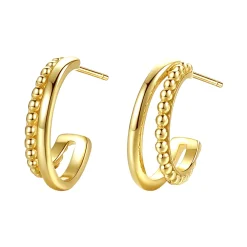 Creolen | Hey Happiness Doppelte Creolen mit Kugeln Sterlingsilber in Gold