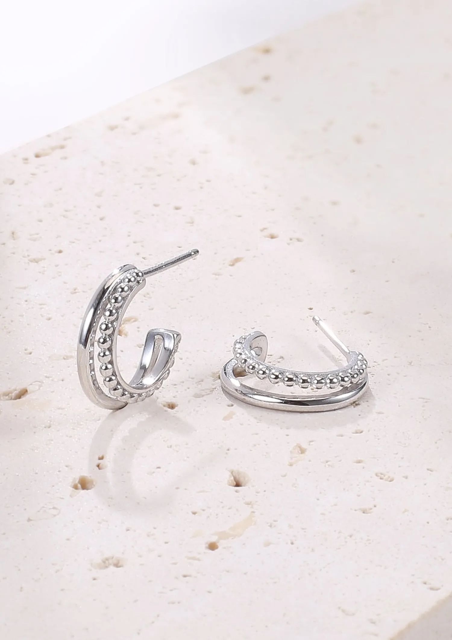Creolen | Hey Happiness Doppelte Creolen mit Kugeln Sterlingsilber Silver