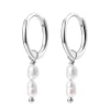 Perlenohrringe | Creolen | Hey Happiness Doppelte Perlen Charm Creolen Sterlingsilber Silver