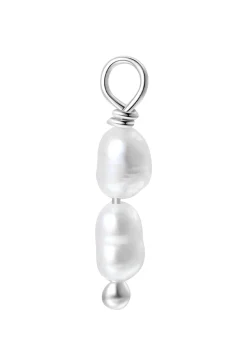 Perlenohrringe | Creolen | Hey Happiness Doppelte Perlen Charm Creolen Sterlingsilber Silver