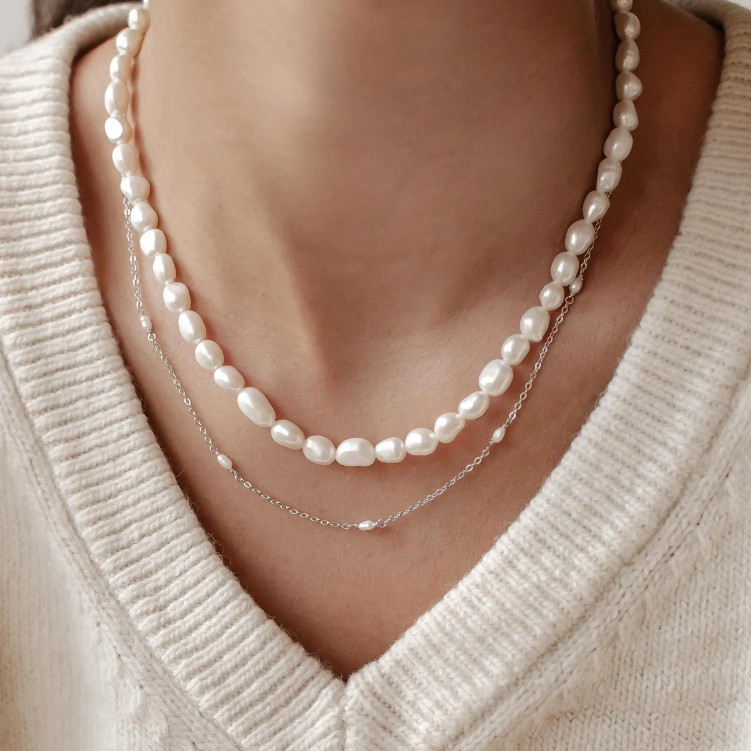 Necklace Sets | Perlenketten | Hey Happiness Double Grace Perlenketten Set aus Sterlingsilber