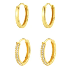 Earring Stack Sets | Creolen | Hey Happiness Duo Edelsteine & Klassische Band Creolen Set