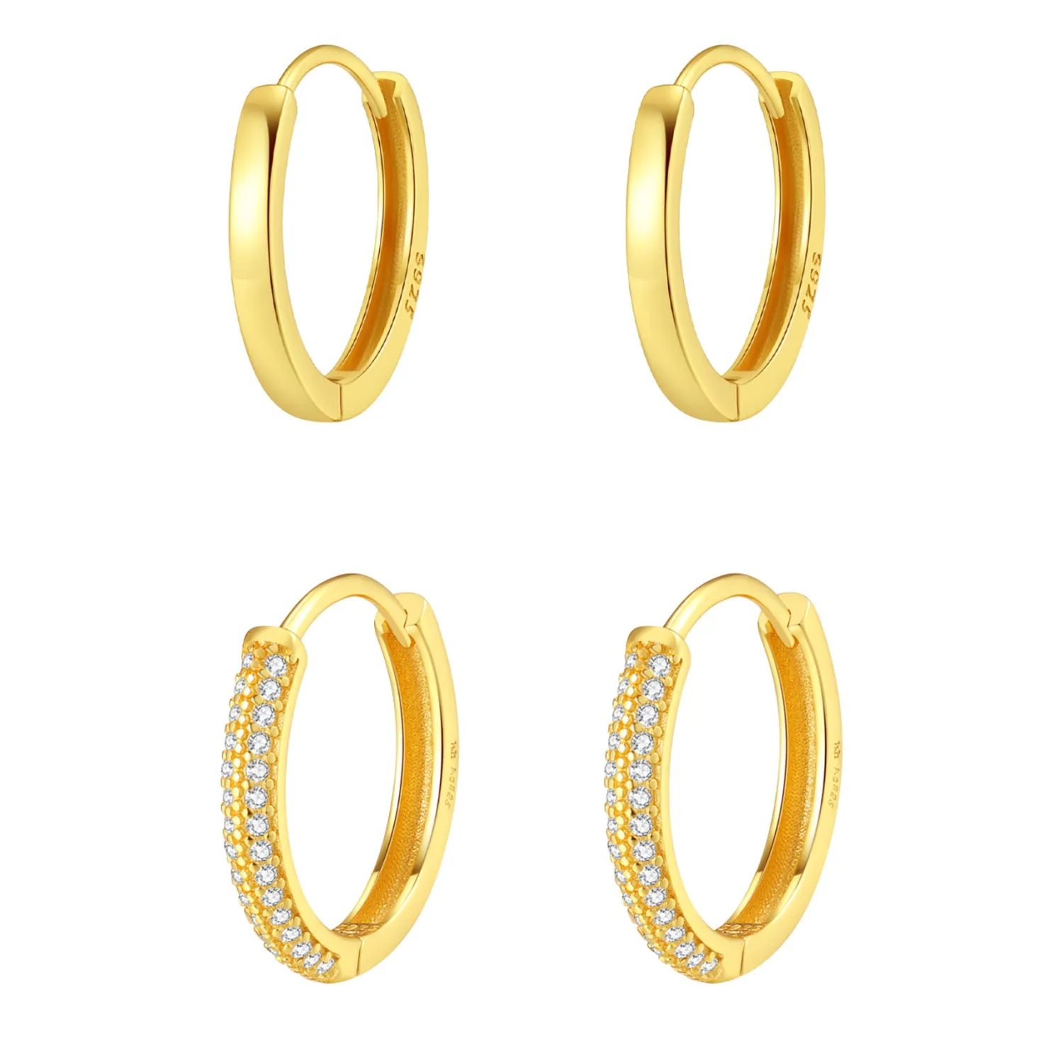 Earring Stack Sets | Creolen | Hey Happiness Duo Edelsteine & Klassische Band Creolen Set