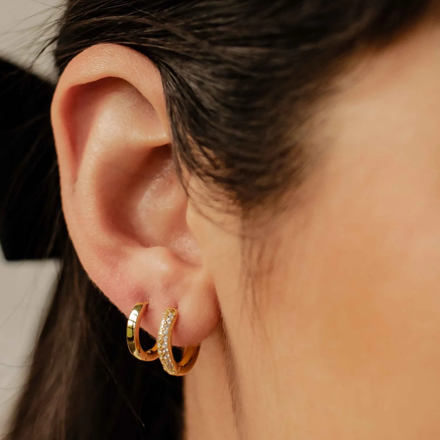 Earring Stack Sets | Creolen | Hey Happiness Duo Edelsteine & Klassische Band Creolen Set