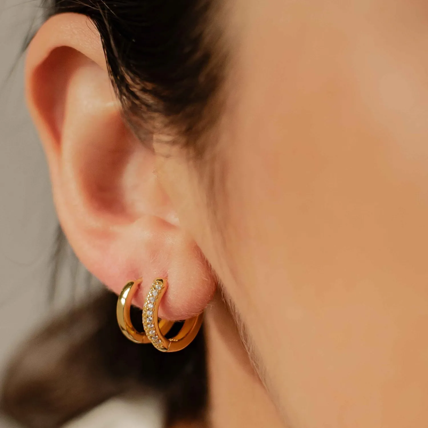 Earring Stack Sets | Creolen | Hey Happiness Duo Edelsteine & Klassische Band Creolen Set