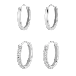 Earring Stack Sets | Creolen | Hey Happiness Duo Edelsteine & Klassische Band Creolen Set