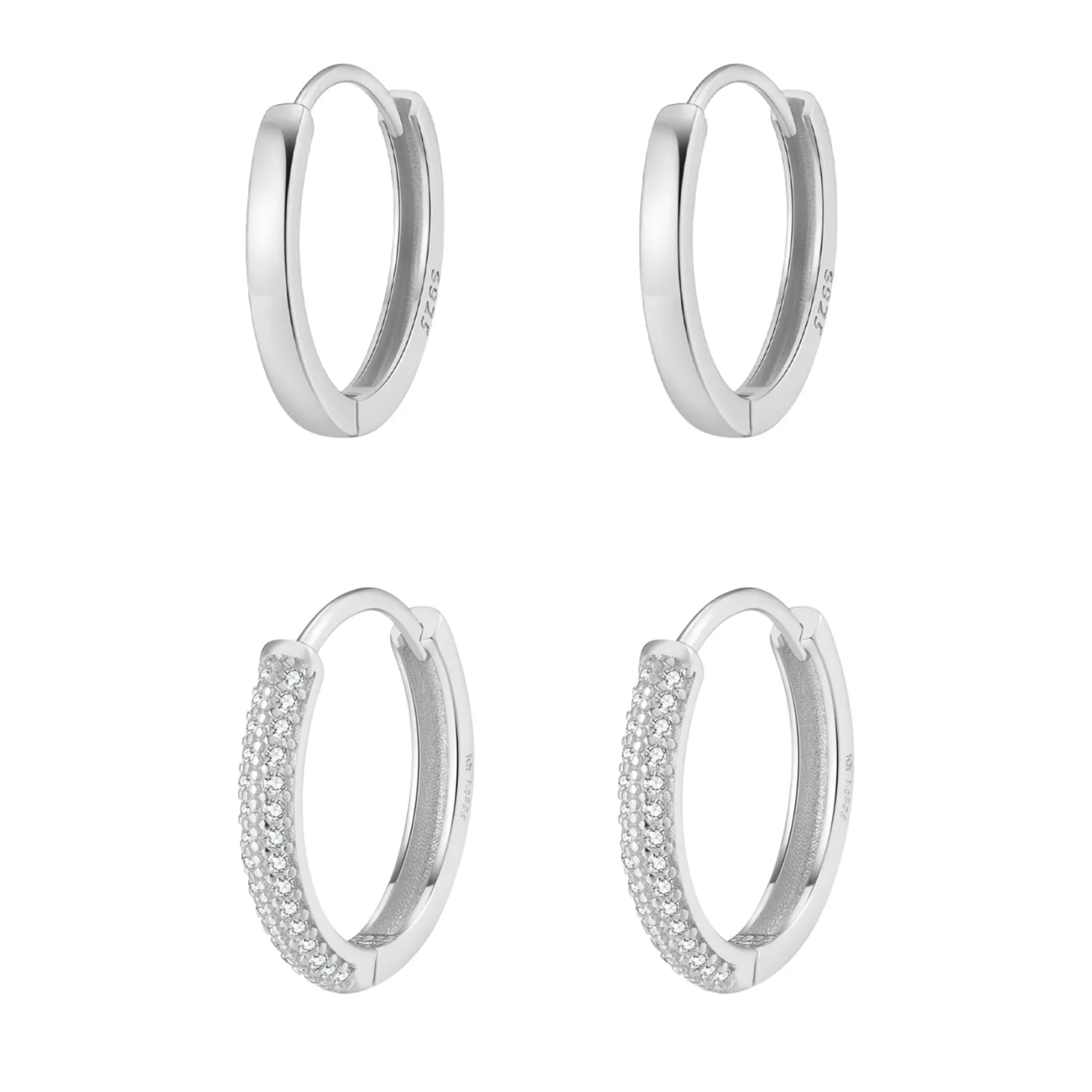 Earring Stack Sets | Creolen | Hey Happiness Duo Edelsteine & Klassische Band Creolen Set