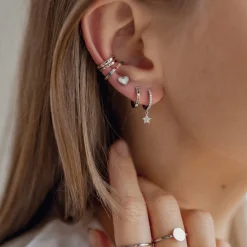 Ear Cuffs | Ohrstecker | Hey Happiness Ear Cuff Ohrring mit Bunten Strasssteinen Sterlingsilber Silver