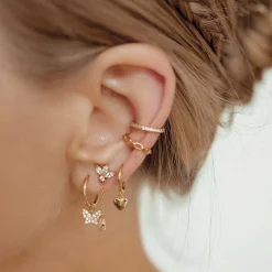 Ear Cuffs | Ohrstecker | Hey Happiness Ear Cuff Ohrringe im Kettendesign Sterlingsilber in Gold