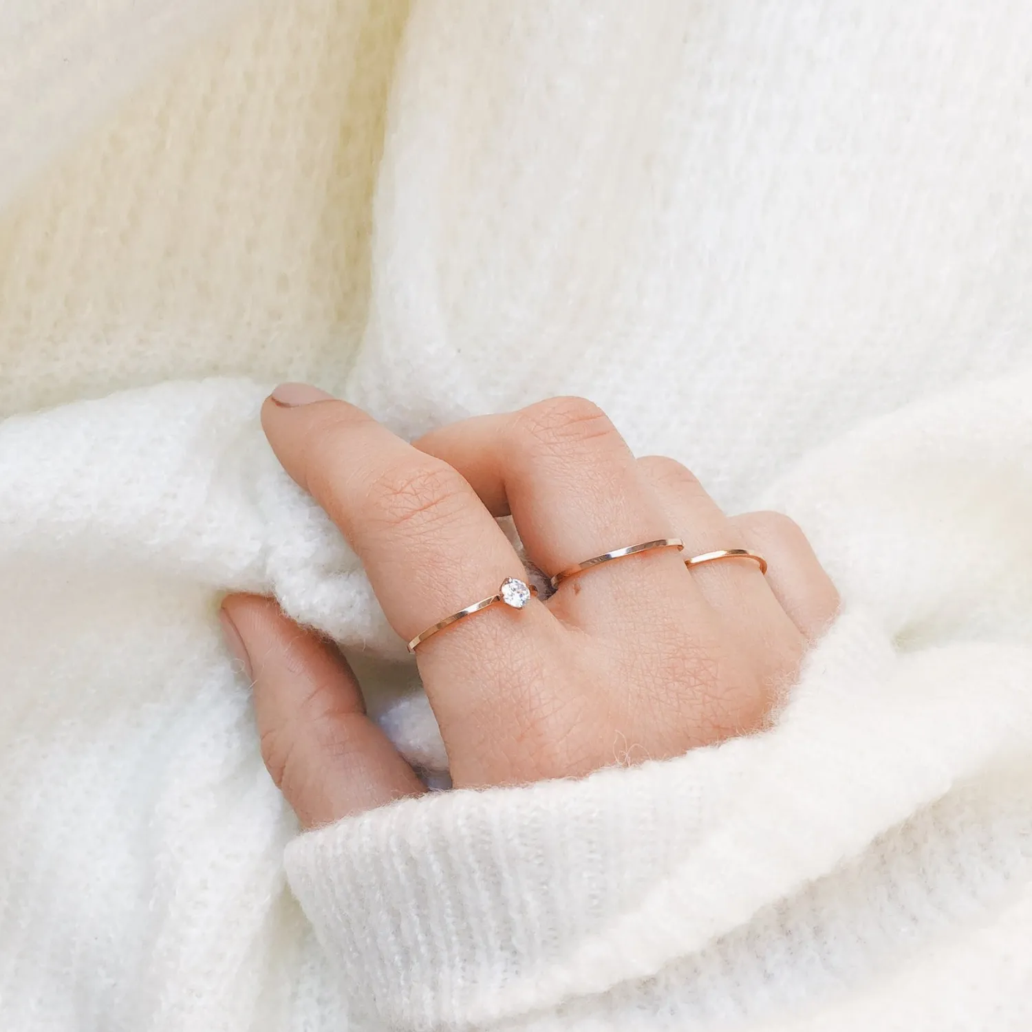 Schlichte Ringe | Hey Happiness Edelstahl Ring Set in Rosegold Rose Gold