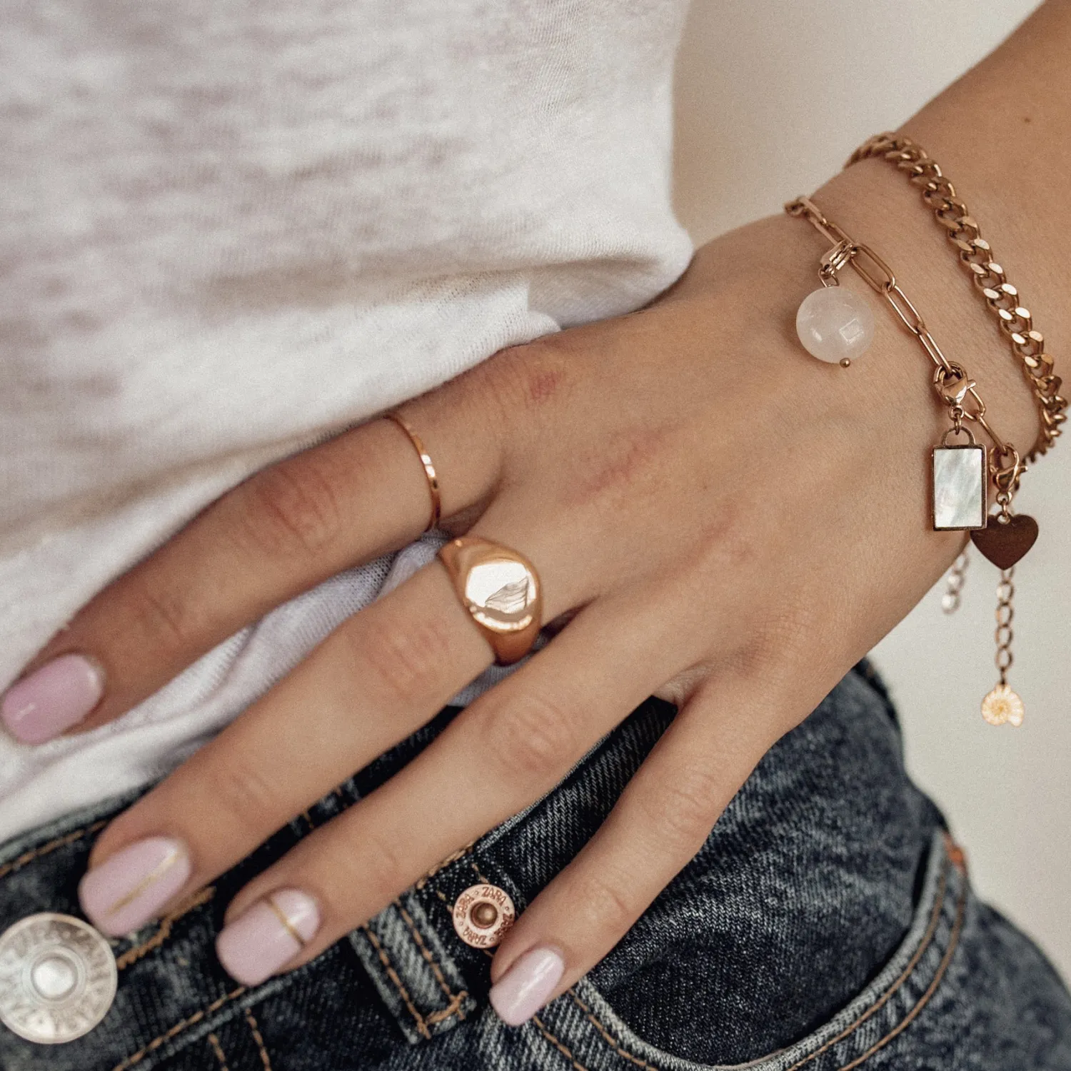 Schlichte Ringe | Hey Happiness Edelstahl Ring Set in Rosegold Rose Gold