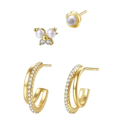 Earring Stack Sets | Ohrstecker | Hey Happiness Edelstein & Perle Ohrringe Set aus Sterlingsilber