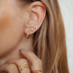 Earring Stack Sets | Ohrstecker | Hey Happiness Edelstein & Perle Ohrringe Set aus Sterlingsilber