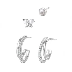 Earring Stack Sets | Ohrstecker | Hey Happiness Edelstein & Perle Ohrringe Set aus Sterlingsilber