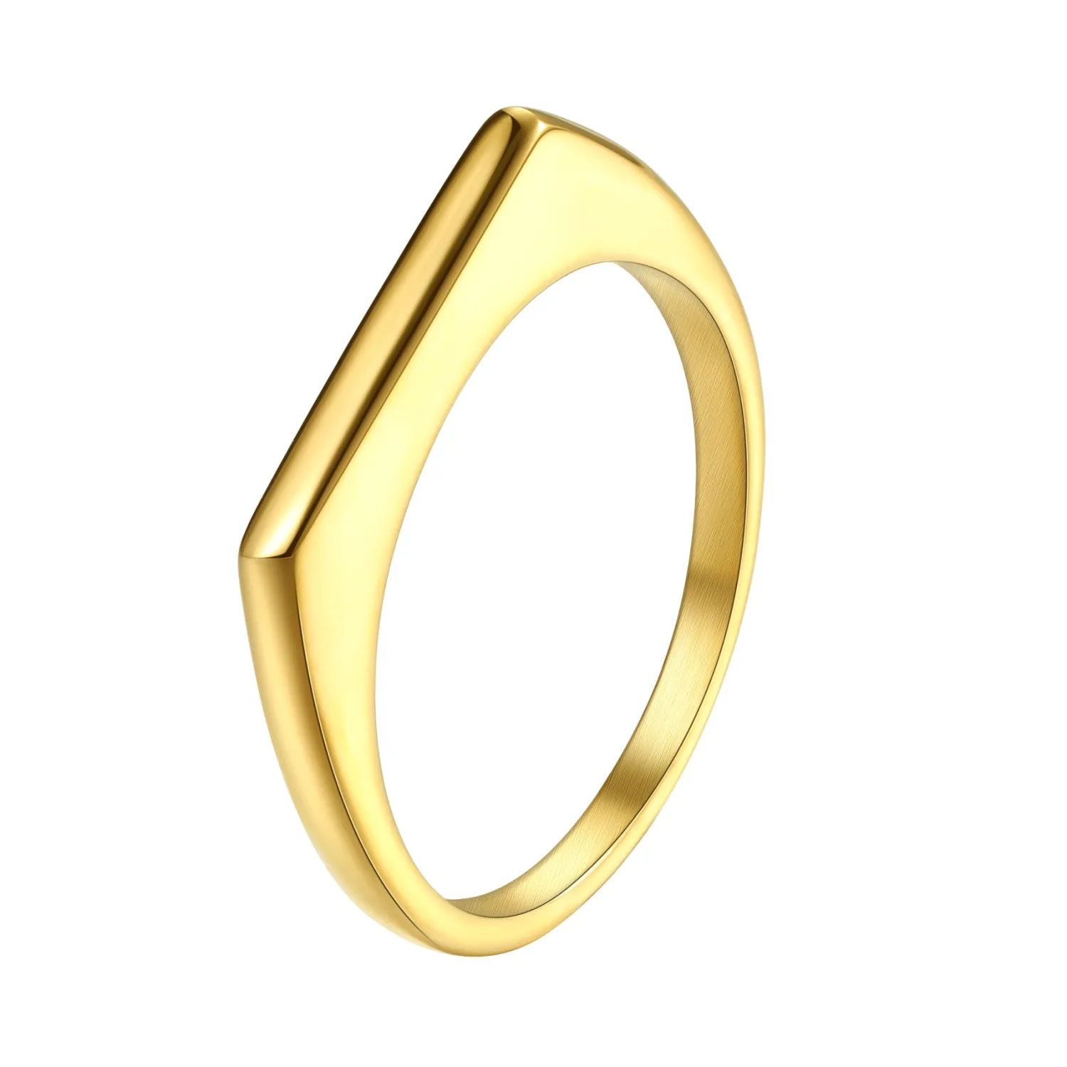 Schlichte Ringe | Hey Happiness Eleganter Arc-Siegelring aus Edelstahl