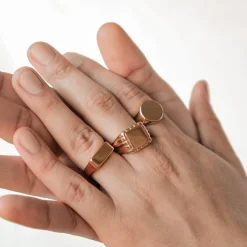 Schlichte Ringe | Hey Happiness Eleganter Arc-Siegelring aus Edelstahl