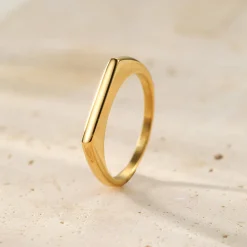 Schlichte Ringe | Hey Happiness Eleganter Arc-Siegelring aus Edelstahl