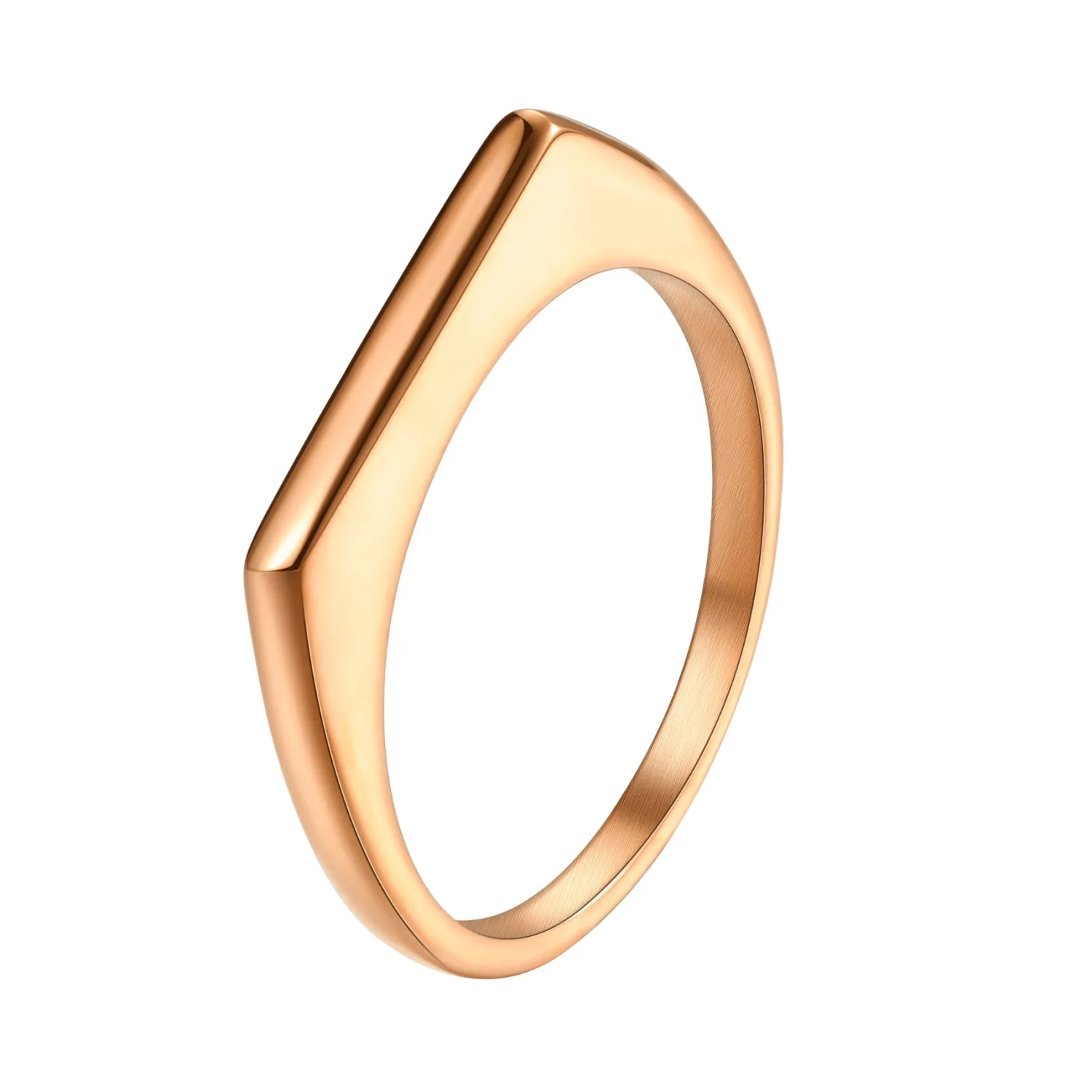 Schlichte Ringe | Hey Happiness Eleganter Arc-Siegelring aus Edelstahl