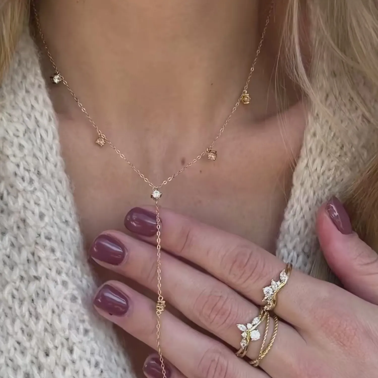 Lariat Necklaces | Filigrane Ketten | Hey Happiness Ellipse Y Kette Gold Sterlingssilber