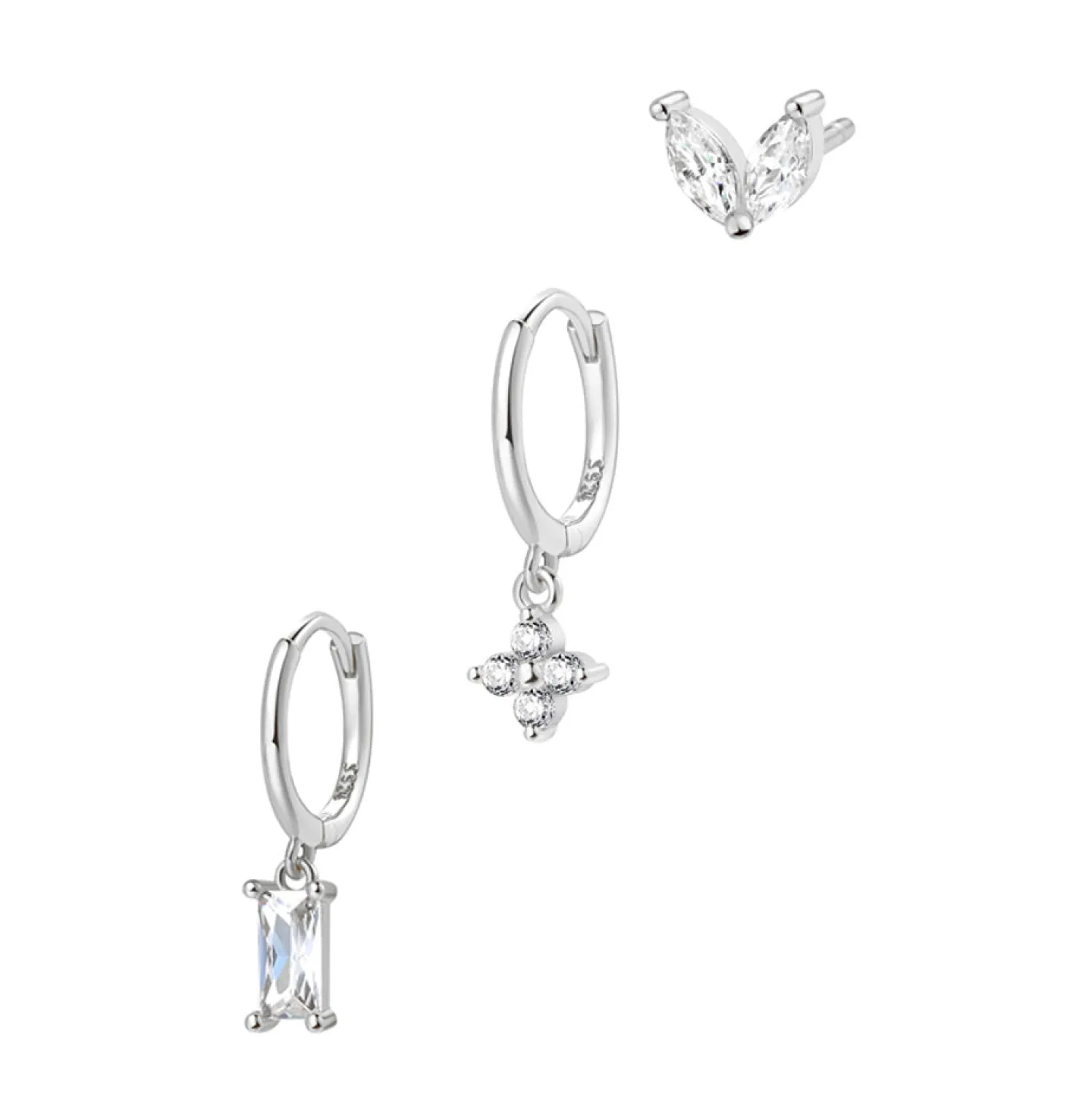 Earring Stack Sets | Hey Happiness 3er Set Stacking Ohrringe Sterlingsilber Silver