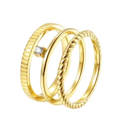 Auffällige Ringe | Hey Happiness 3er Set Strukturierte Ringe Sterlingsilber in Gold