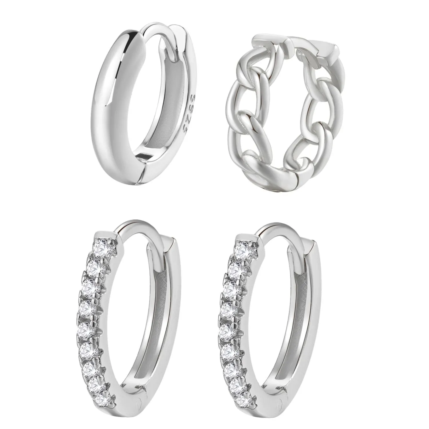 Earring Stack Sets | Huggie Ohrringe | Hey Happiness Ewigkeit Ohrringe Set aus Sterlingsilber