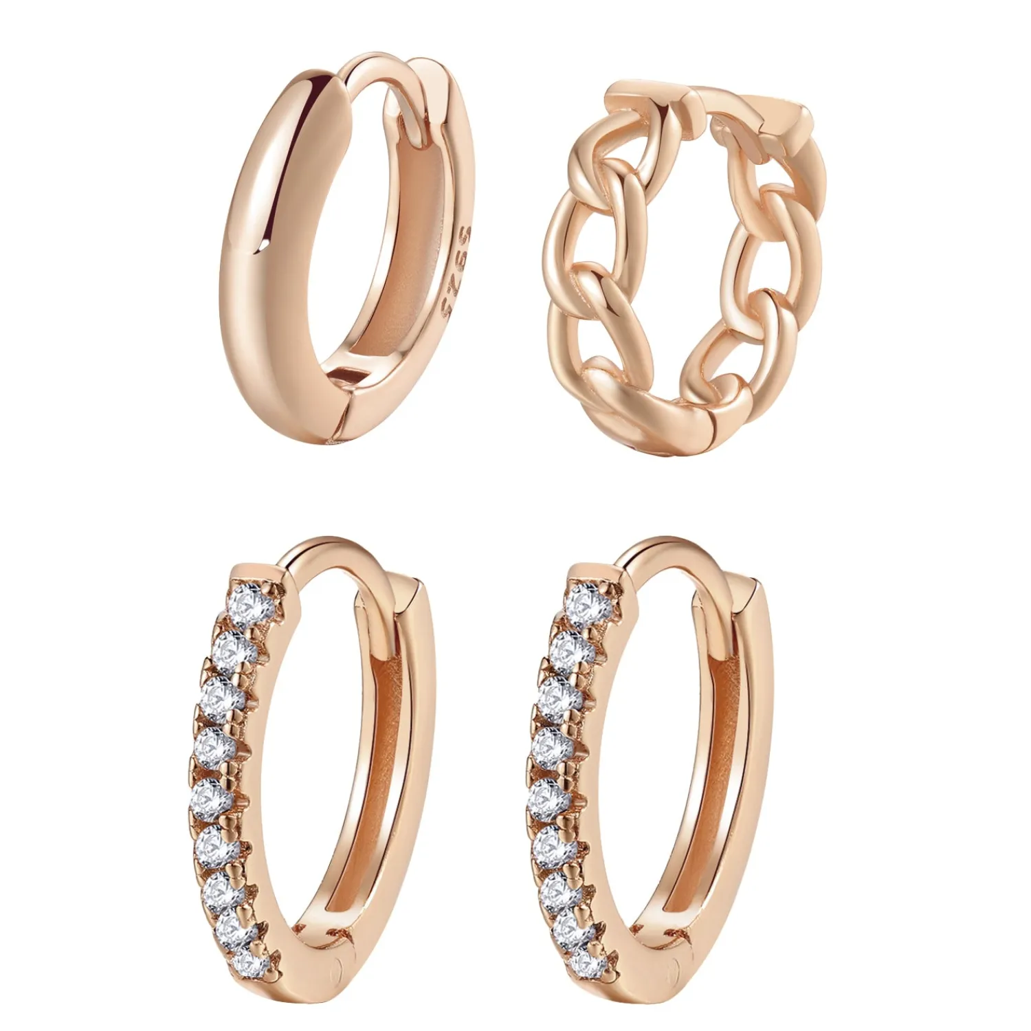 Earring Stack Sets | Huggie Ohrringe | Hey Happiness Ewigkeit Ohrringe Set aus Sterlingsilber