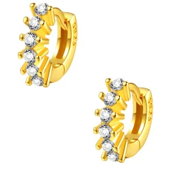Ohrstecker | Hey Happiness Fächerförmige Helix Ohrringe mit Strasssteinen Sterlingsilber in Gold