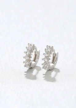 Ohrstecker | Hey Happiness Fächerförmige Helix Ohrringe mit Strasssteinen Sterlingsilber Silver