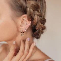 Ohrstecker | Hey Happiness Fächerförmige Helix Ohrringe mit Strasssteinen Sterlingsilber Silver
