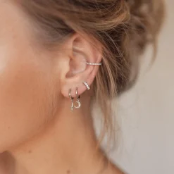 Ohrstecker | Hey Happiness Fächerförmige Helix Ohrringe mit Strasssteinen Sterlingsilber Silver