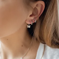 Ohrstecker | Hey Happiness Fächerförmige Helix Ohrringe mit Strasssteinen Sterlingsilber Silver