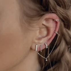 Ohrstecker | Hey Happiness Fächerförmige Helix Ohrringe mit Strasssteinen Sterlingsilber Silver