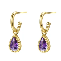Creolen | Hey Happiness Februar Amethyst Geburtsstein Creolen Sterlingsilber