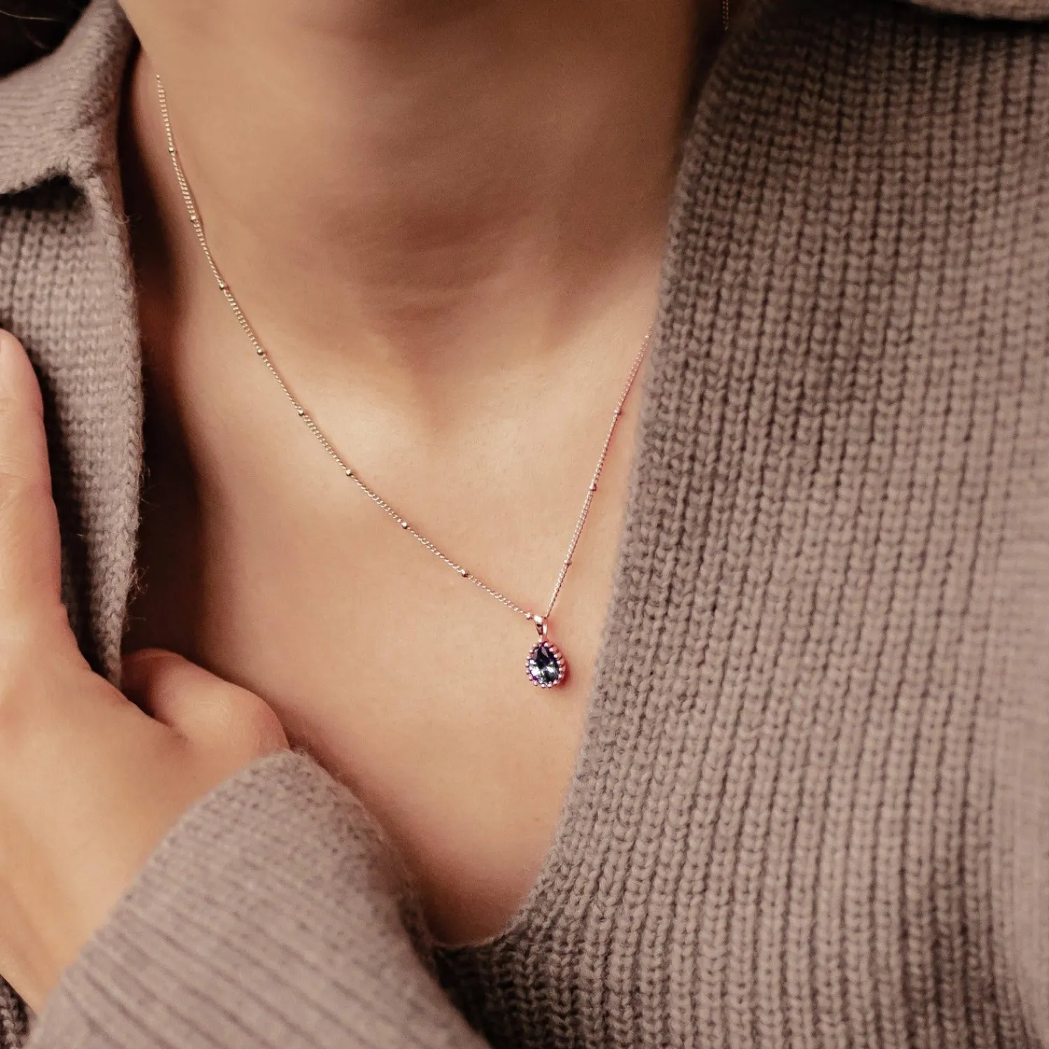 Filigrane Ketten | Hey Happiness Februar Amethyst Geburtsstein Halskette Sterlingsilber