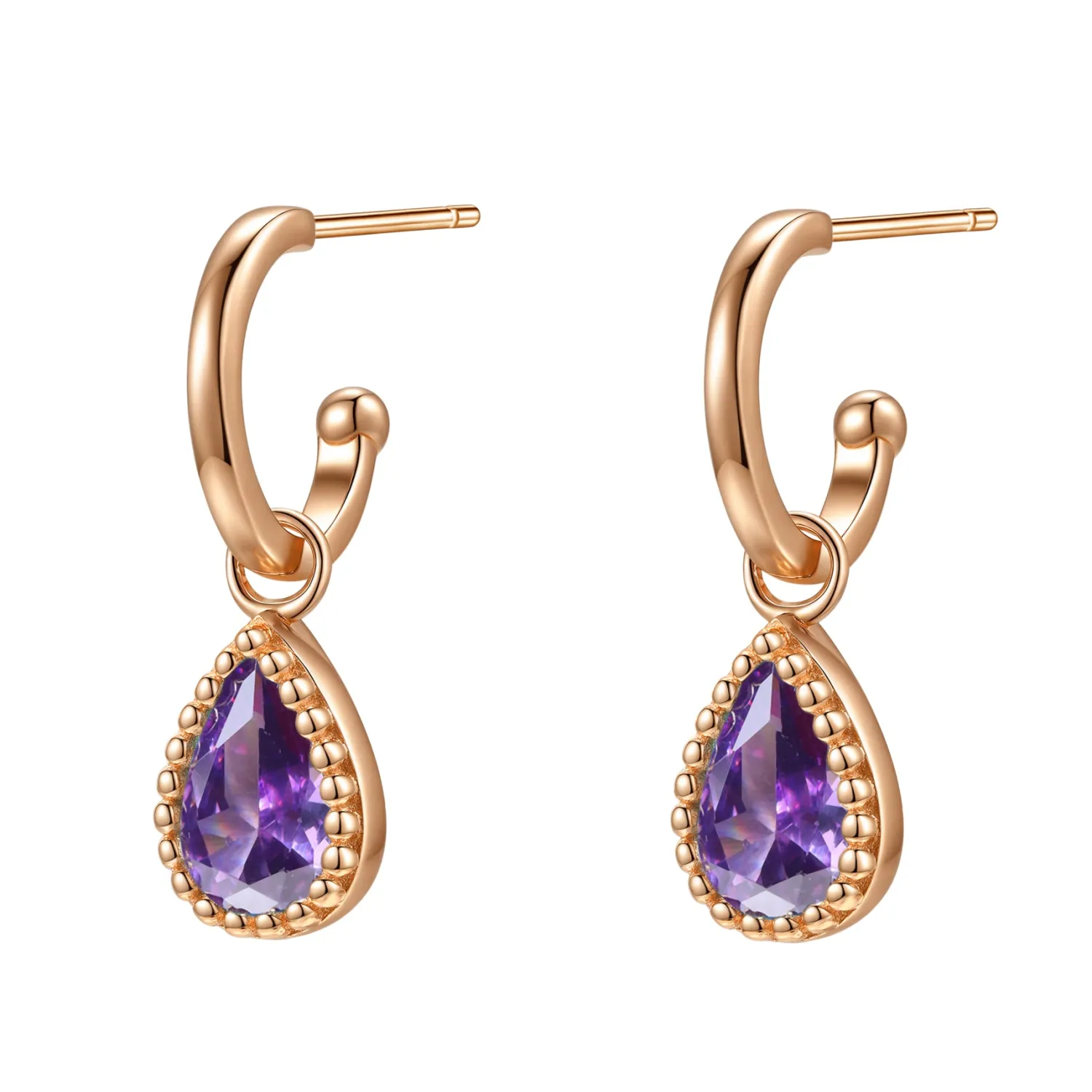 Creolen | Hey Happiness Februar Amethyst Geburtsstein Creolen Sterlingsilber