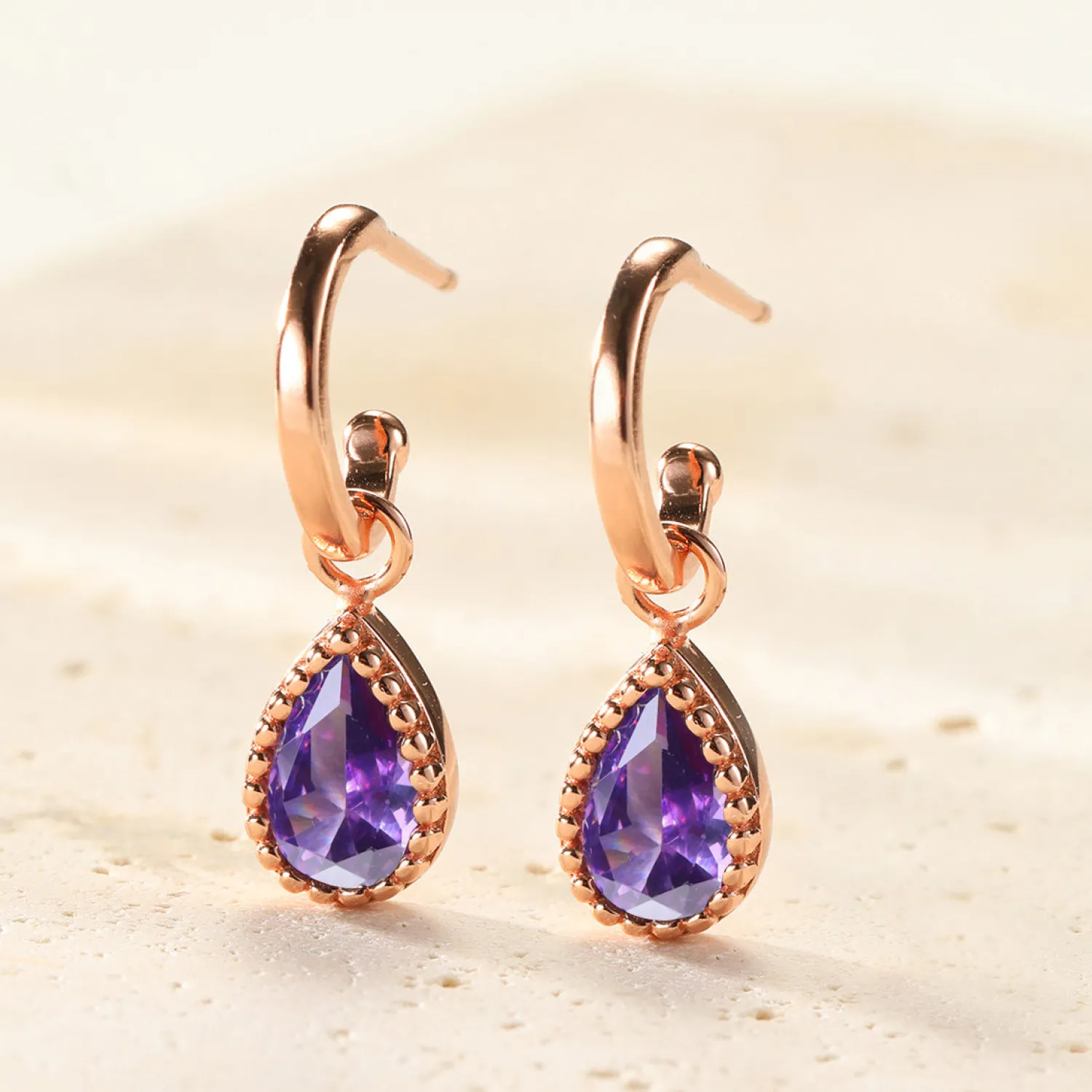 Creolen | Hey Happiness Februar Amethyst Geburtsstein Creolen Sterlingsilber