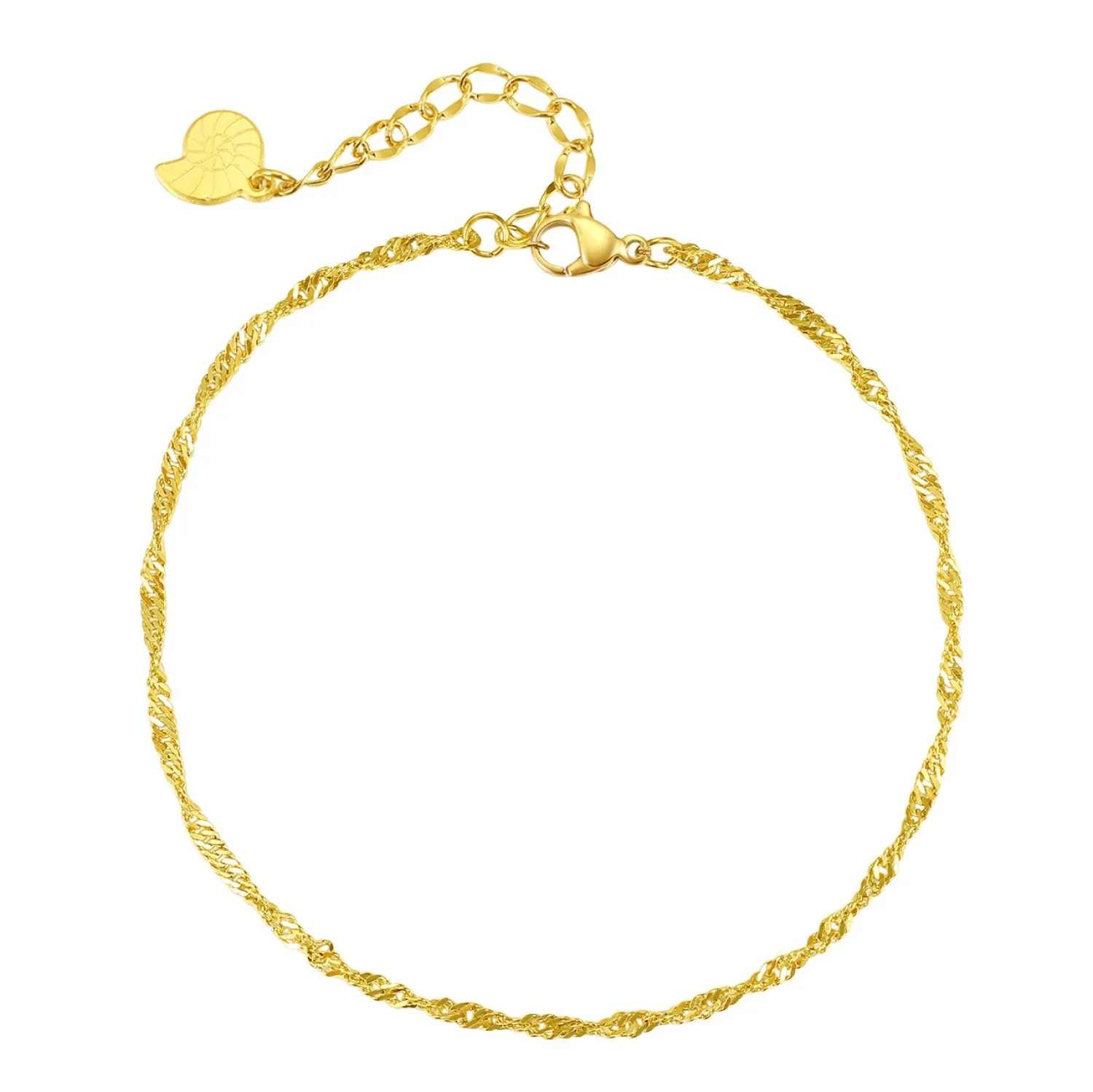 Fußkettchen | Hey Happiness Feine Fußkette im Singapur-Design in farbe Gold