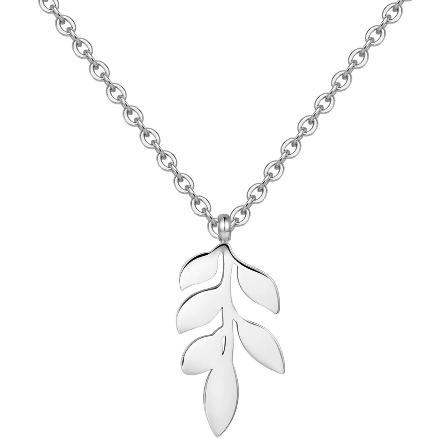 Filigrane Ketten | Hey Happiness Feine Kette mit Blatt Anhänger in Silberfarbe Silver