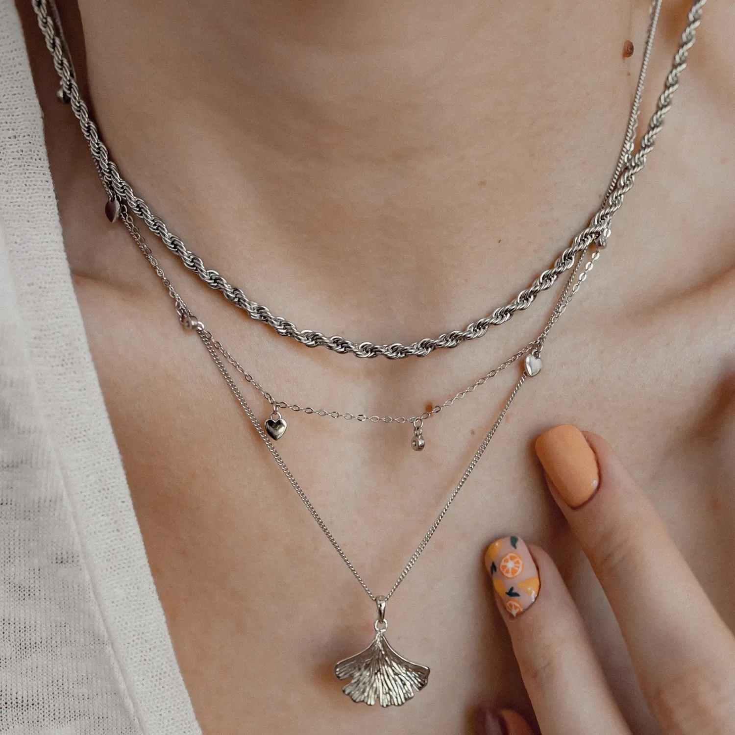 Statement Ketten | Hey Happiness Filigrane Kordelkette in Silber Silver