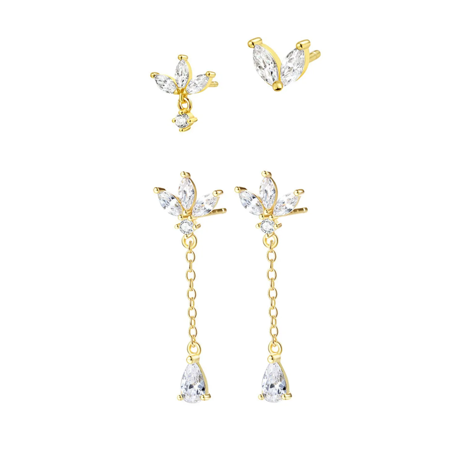 Earring Stack Sets | Hey Happiness Filigrane Ohrstecker zum Stapeln Sterlingsilber in Gold