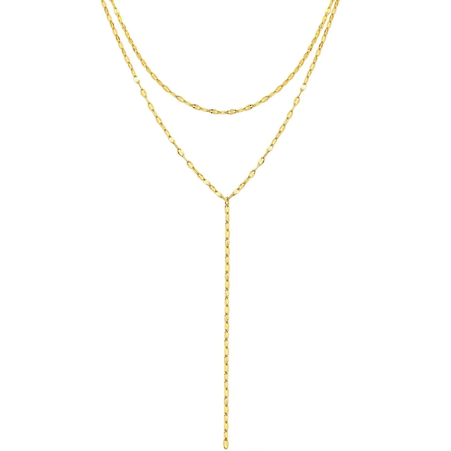 Lariat Necklaces | Filigrane Ketten | Hey Happiness Filigrane Y Kette im Rolokette-Design in Gold