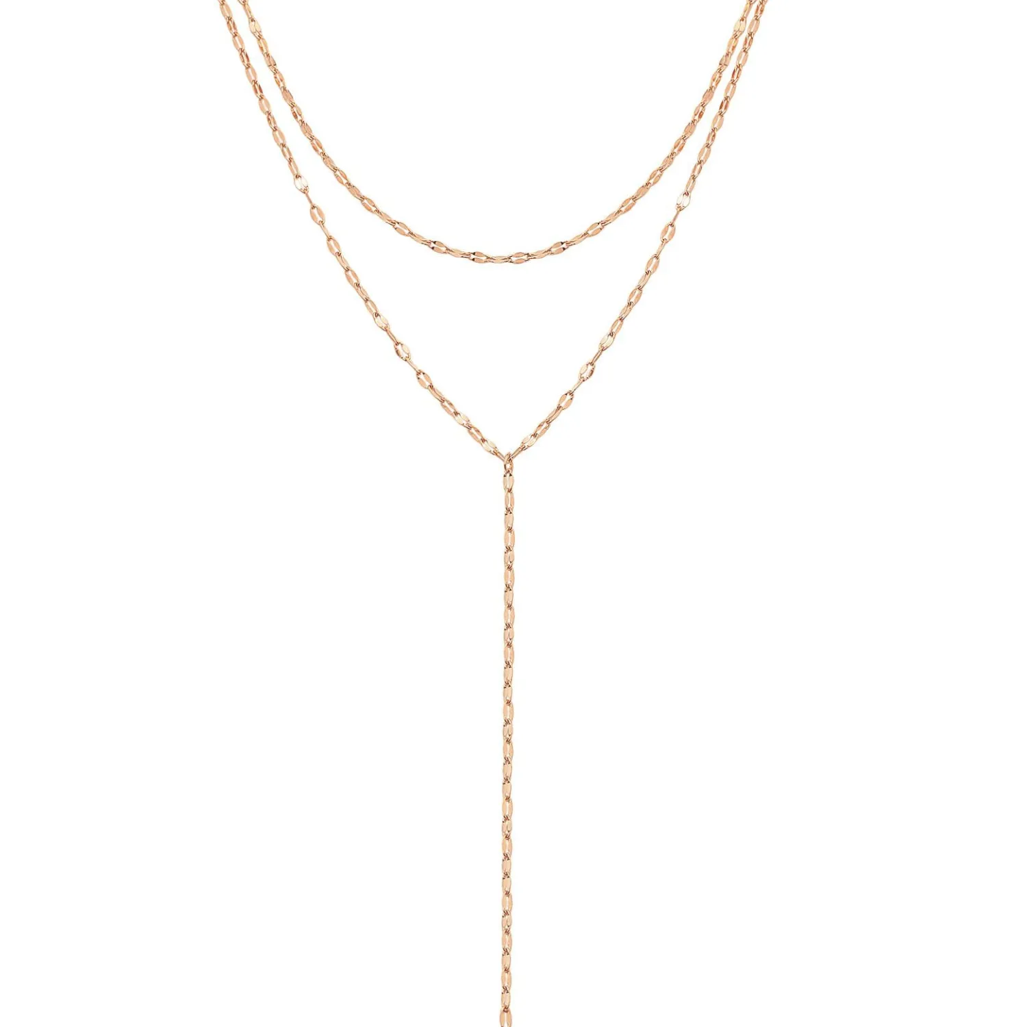 Lariat Necklaces | Filigrane Ketten | Hey Happiness Filigrane Y Kette im Rolokette-Design in Rosegold Rose Gold