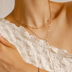 Lariat Necklaces | Filigrane Ketten | Hey Happiness Filigrane Y Kette im Rolokette-Design in Rosegold Rose Gold