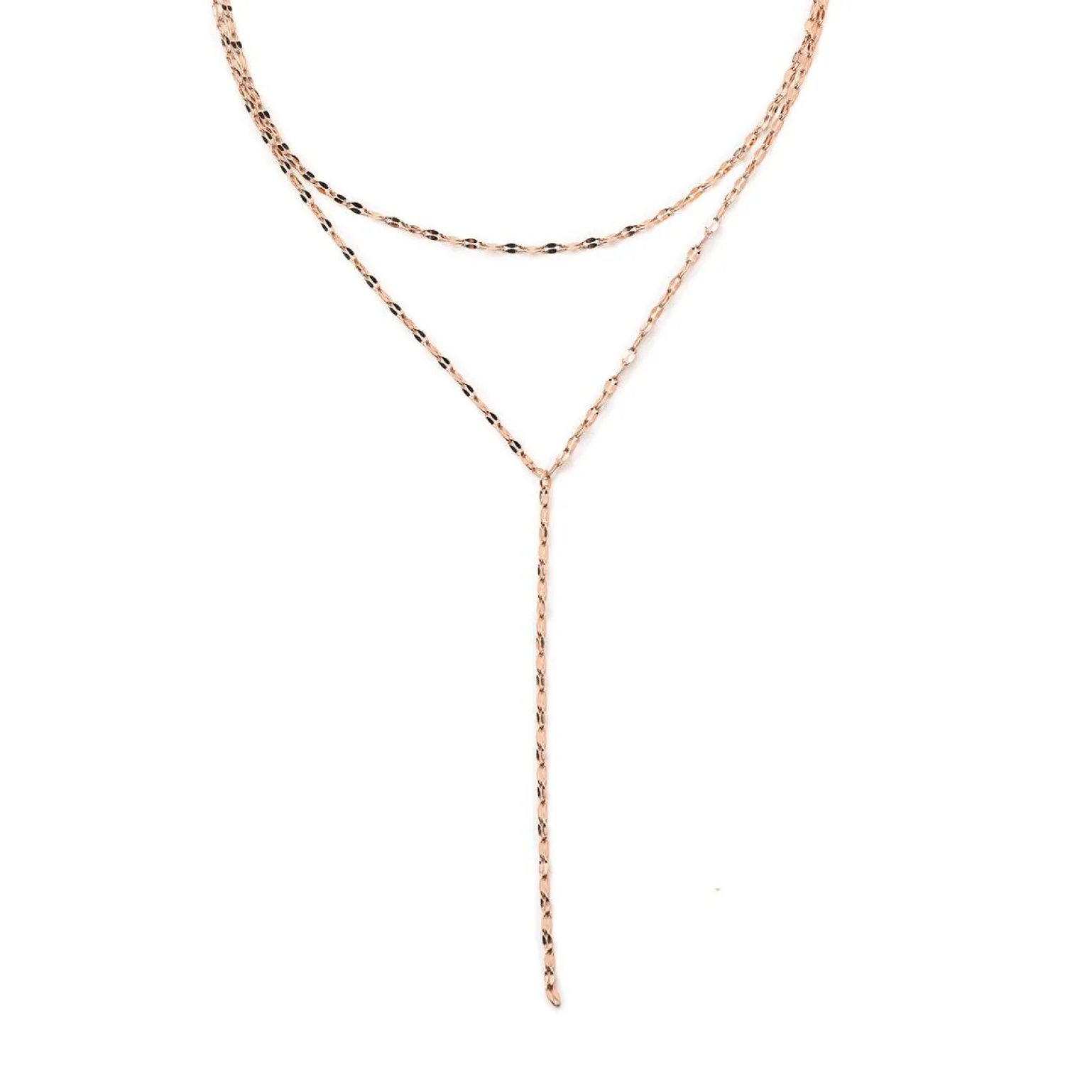 Lariat Necklaces | Filigrane Ketten | Hey Happiness Filigrane Y Kette im Rolokette-Design in Rosegold Rose Gold