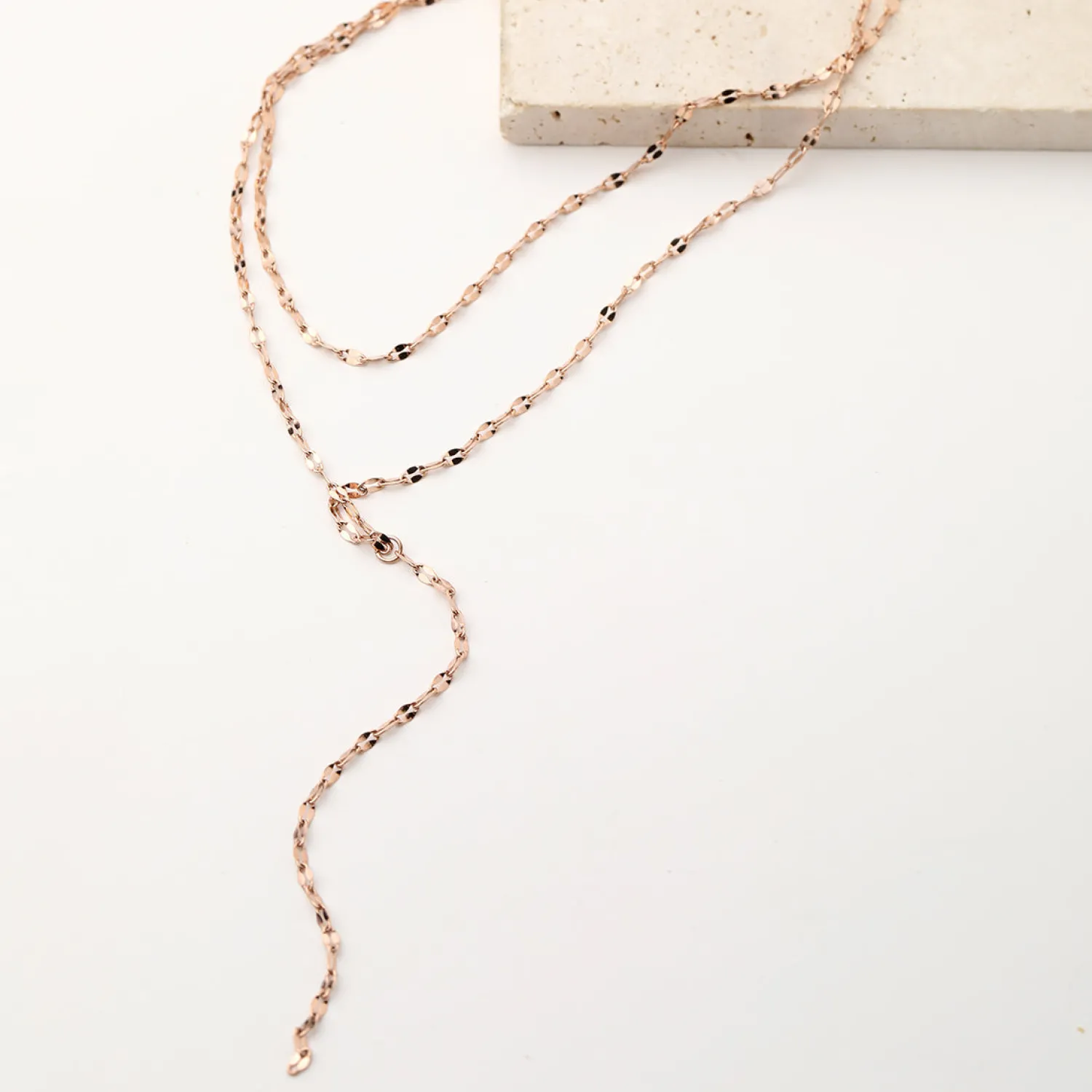 Lariat Necklaces | Filigrane Ketten | Hey Happiness Filigrane Y Kette im Rolokette-Design in Rosegold Rose Gold
