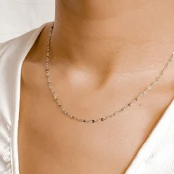 Filigrane Ketten | Hey Happiness Flache Rolokette Silberfarbe Silver