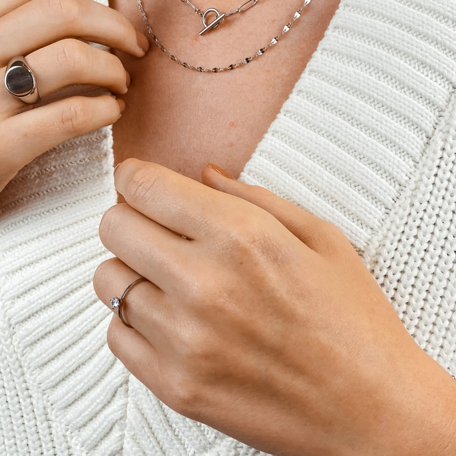 Filigrane Ketten | Hey Happiness Flache Rolokette Silberfarbe Silver